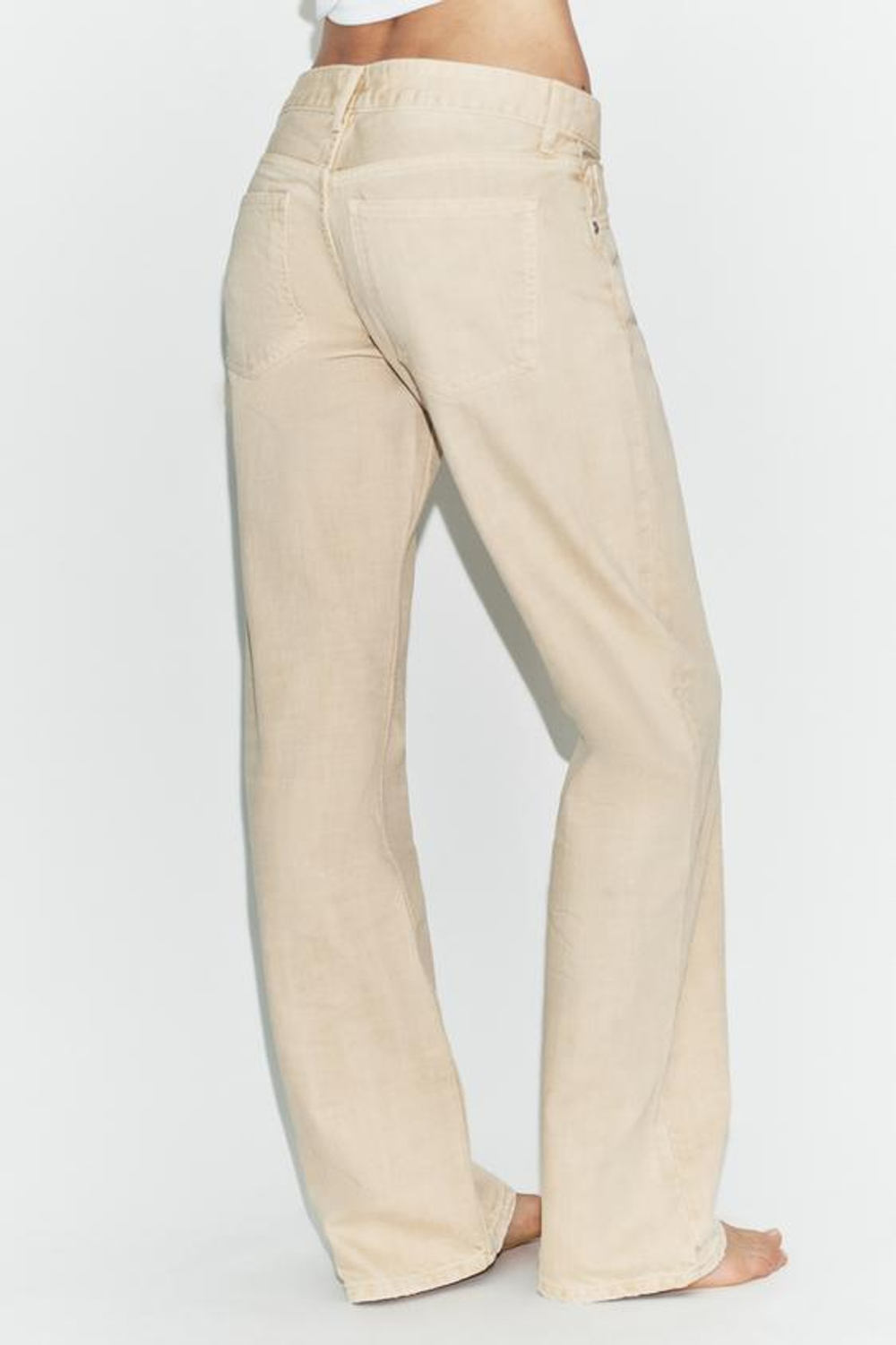 ZARA ДЖИНСЫ TRF WIDE-LEG С НИЗКОЙ ПОСАДКОЙ, СВЕТЛО-КОРИЧНЕВЫЙ