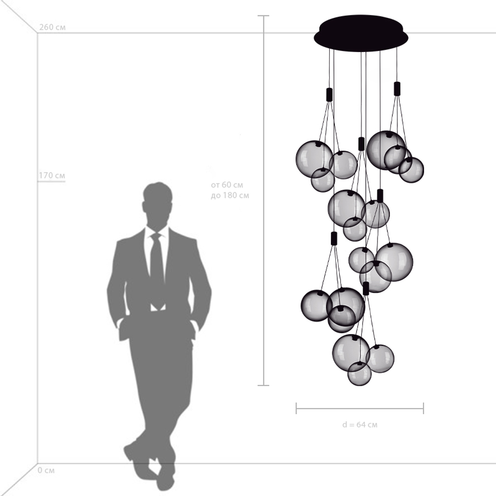 801180 Люстра SFERETTA LED 18х1,35W 1200LM КОФЕЙНЫЙ/ПРОЗРАЧНЫЙ 3000K