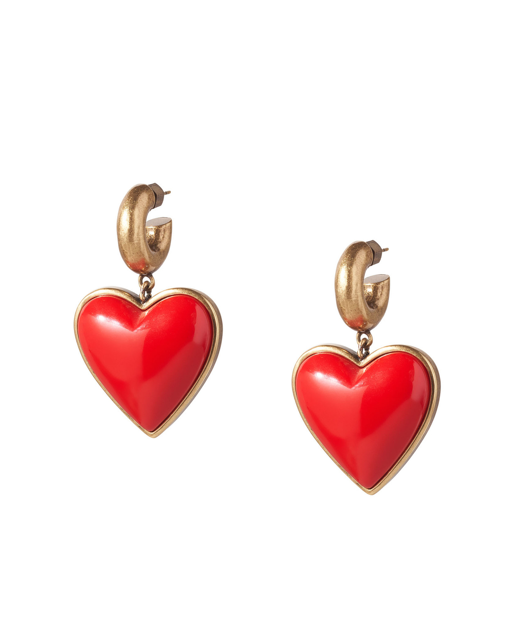 Серьги винтаж, крупное красное сердце