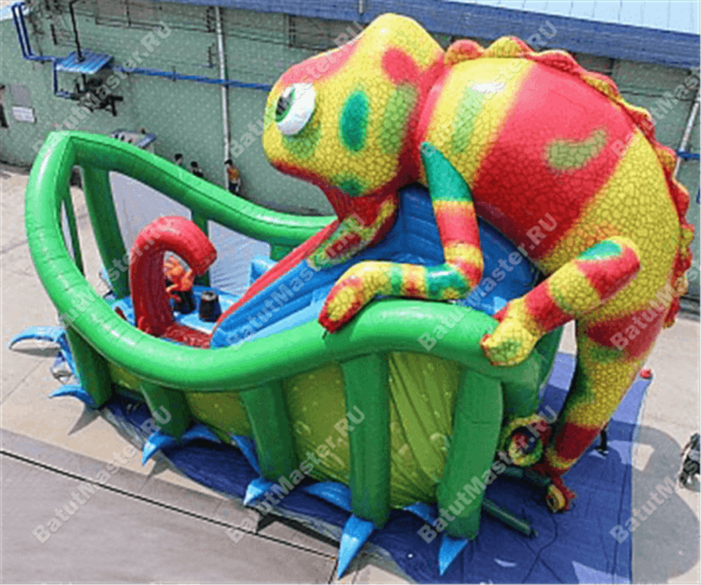 Надувная горка "В пасти у хамелеона"