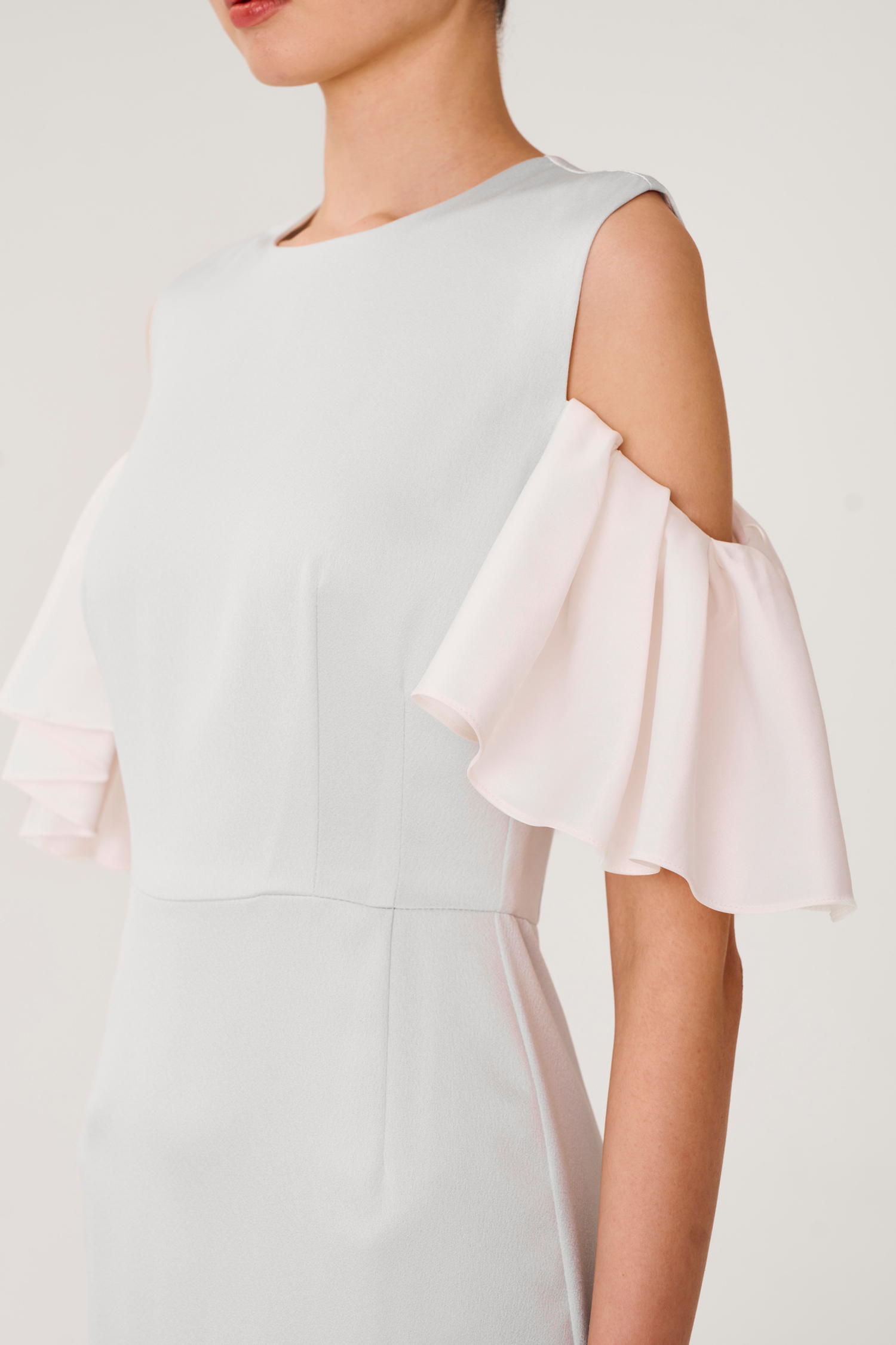 Платье Mina голубое (c воланами на рукавах)