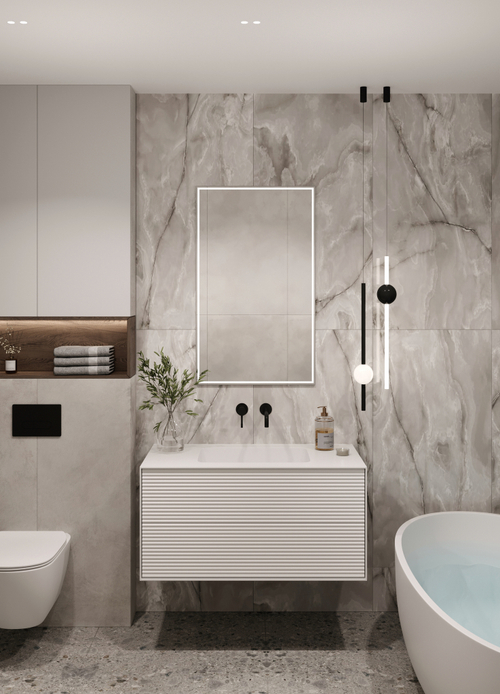 Armadi Art MINIMAL 100 Фасад белый матовый + 6mm WHITE ACRILIC 2 ящика