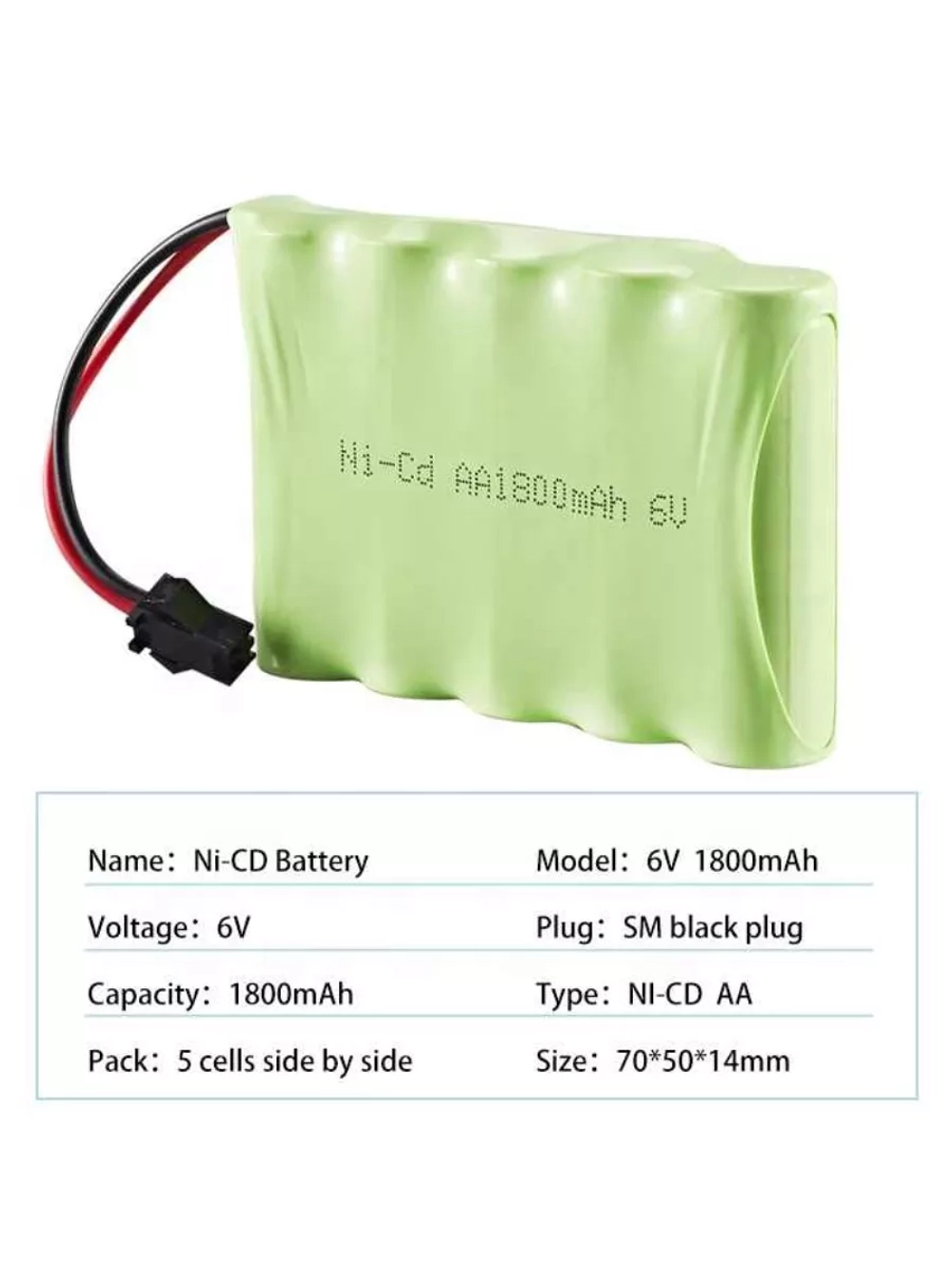 Аккумулятор Ni-Cd 6V 1800mAh