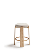 Granite Барный табурет из бежевого шенилла и массива ясеня в натуральной отделке 75 см