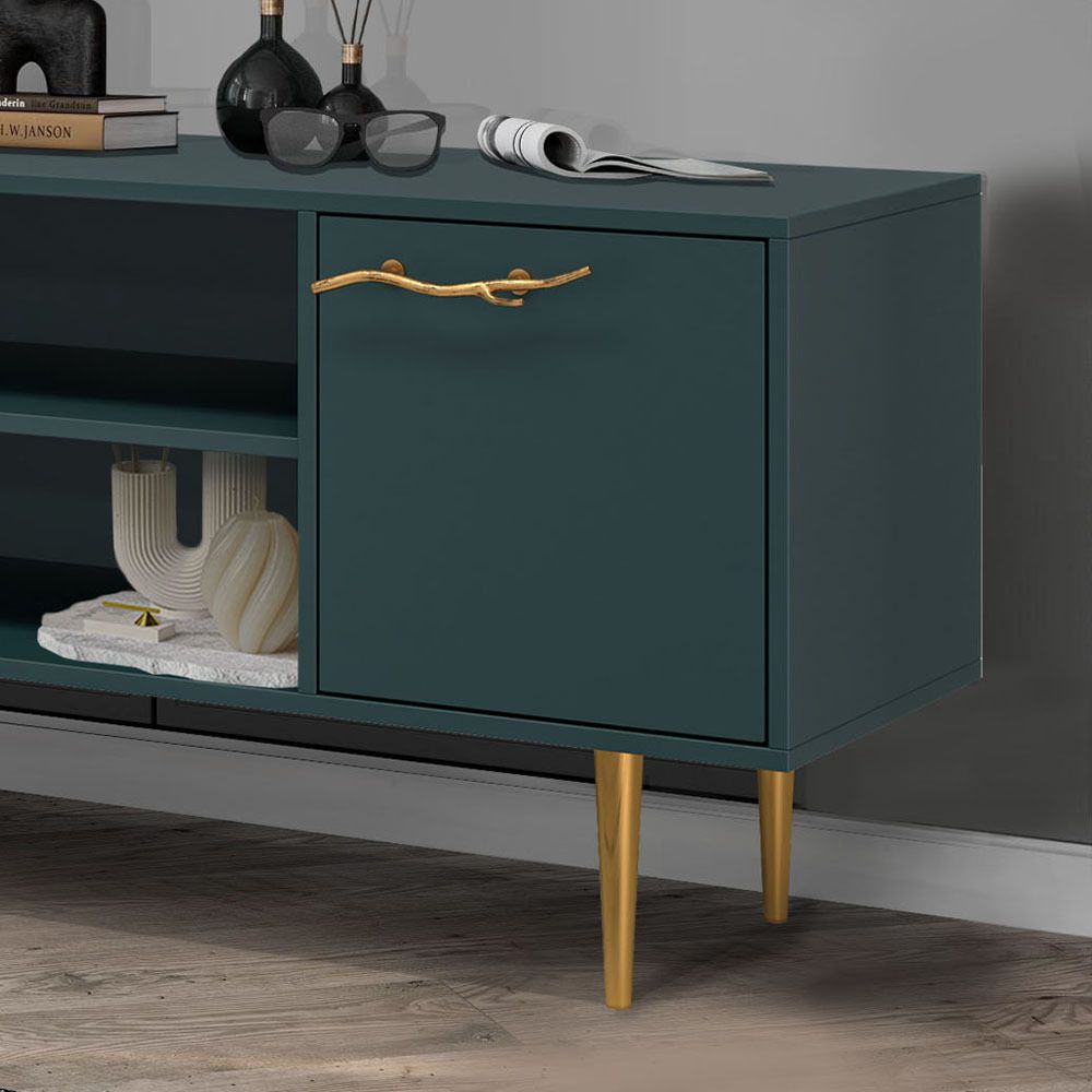 Тумба под ТВ Арт Колор matte 155см Стайл Голд Зеленый бирюзовый матовый