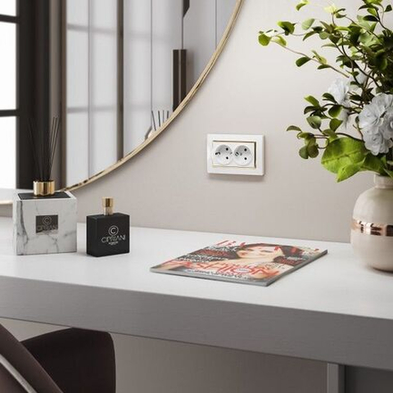 Рамка для двойной розетки Snabb (белый/золото)