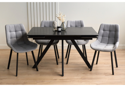 Керамический стол Woodville Вилли 120(180)х80 shakespeare black, черный, ножки черные