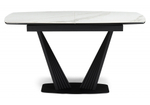 Керамический стол Woodville Вейл 140(180)х80 белый мрамор snow white, черный, ножки черные