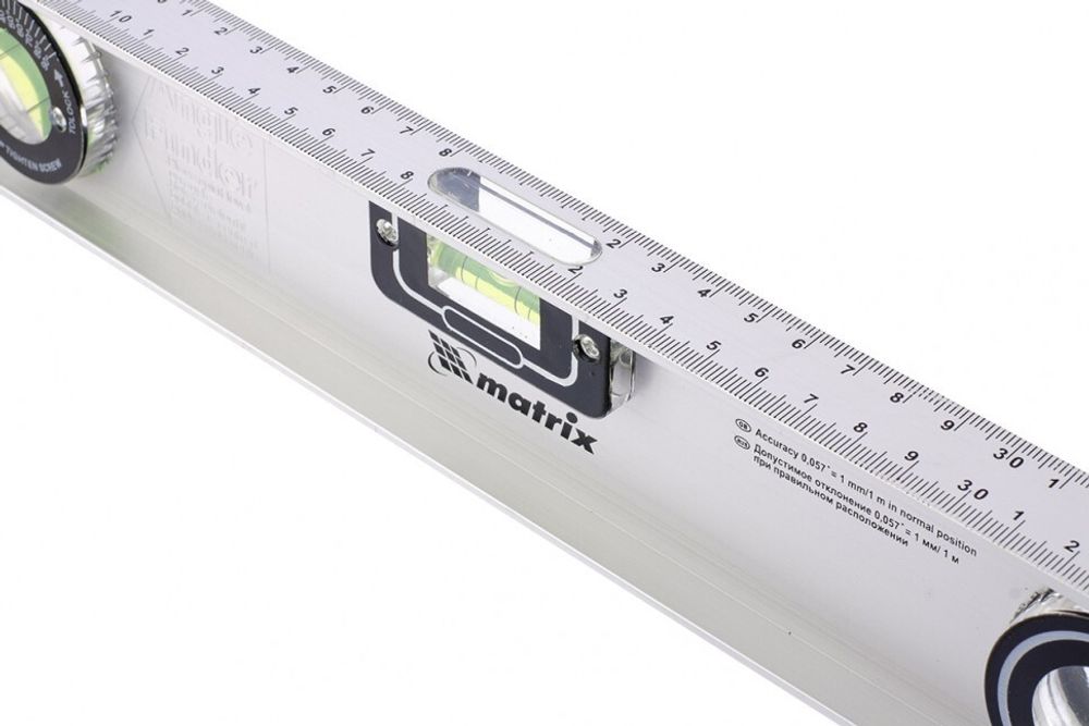 Уровень алюминиевый "Рельс", 400 мм, 3 глазка (1 поворотный) Matrix, 34020