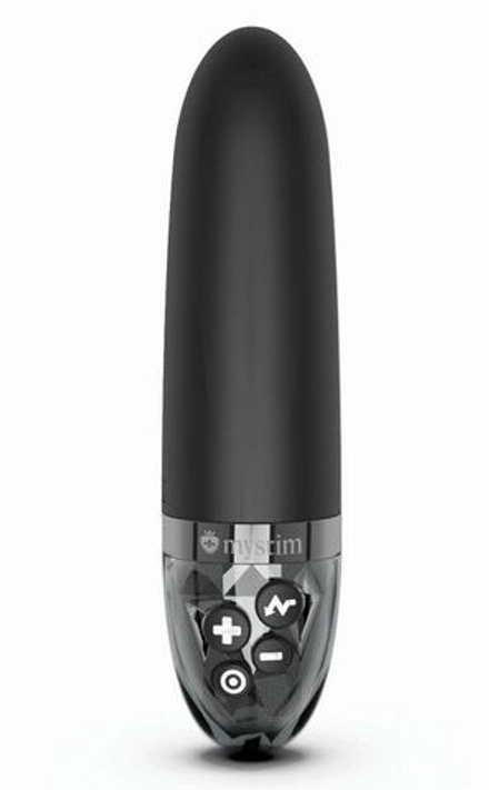 Черный вибратор с электростимуляцией Sleak Freak - 14 см.