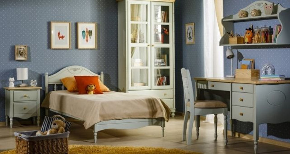 Спальня Айно 2 (голубая пастель/бесцветный лак)