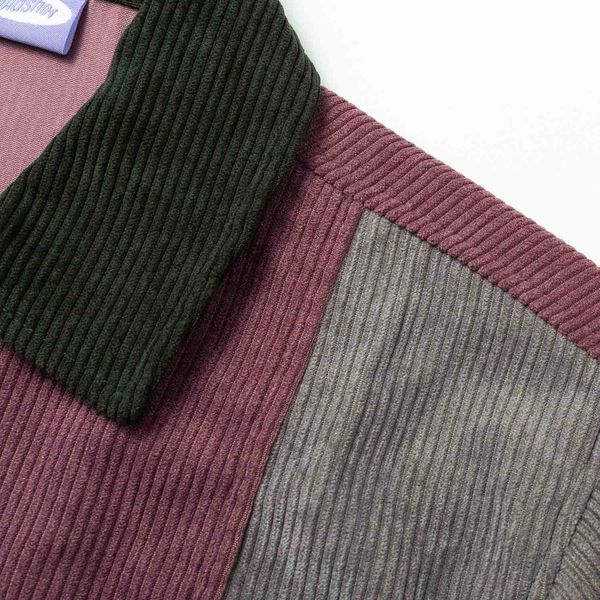 Рубашка Velvet Color block Zip Серая/Темно-зеленая/Пурпурная - фото 4