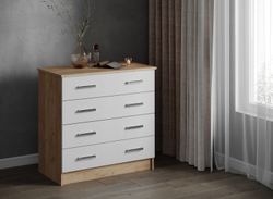 Комод длинный Катрин 3, дуб крафт золотой/белый