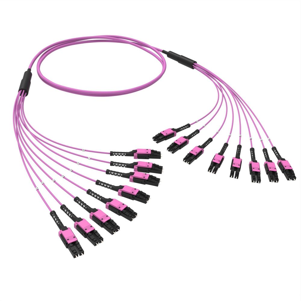 Оптическая разветвительная сборка 16 ОВ, 50/125 OM4, 8xLC-UPC Duplex Uniboot/8xLC-UPC Duplex Uniboot, тип полярности - прямая (Tx--&gt;Rx), 5 м