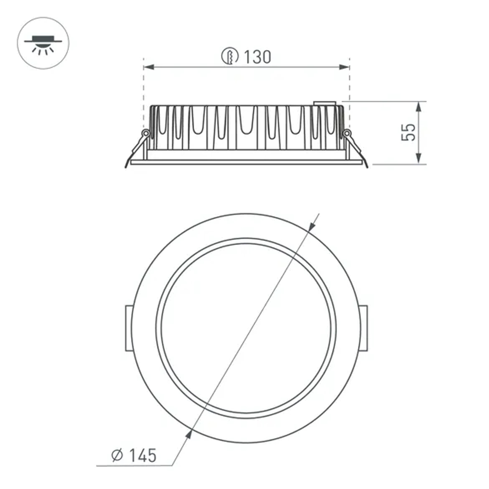 Светодиодный светильник LTD-145WH-FROST-16W White 110deg (Arlight, IP44 Металл, 3 года) 021493