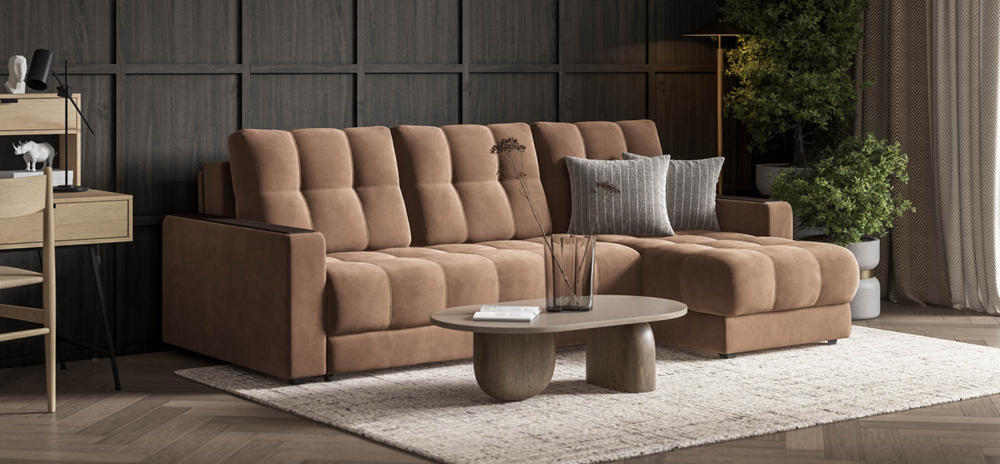 Угловой диван Босс Классик Велюр Монолит мокко