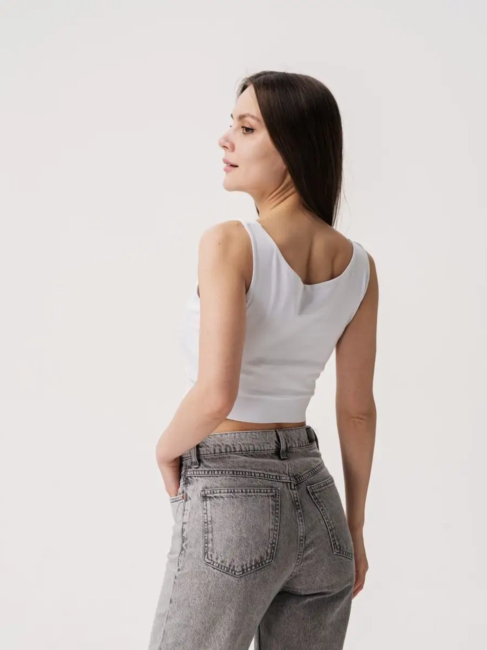 Двойной кроп топ укороченный под пиджак базовый