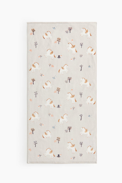 H&M ПЛЯЖНОЕ ПОЛОТЕНЦЕ ПРИНТОМ, СВЕТО-БЕЖЕВЫЙ
