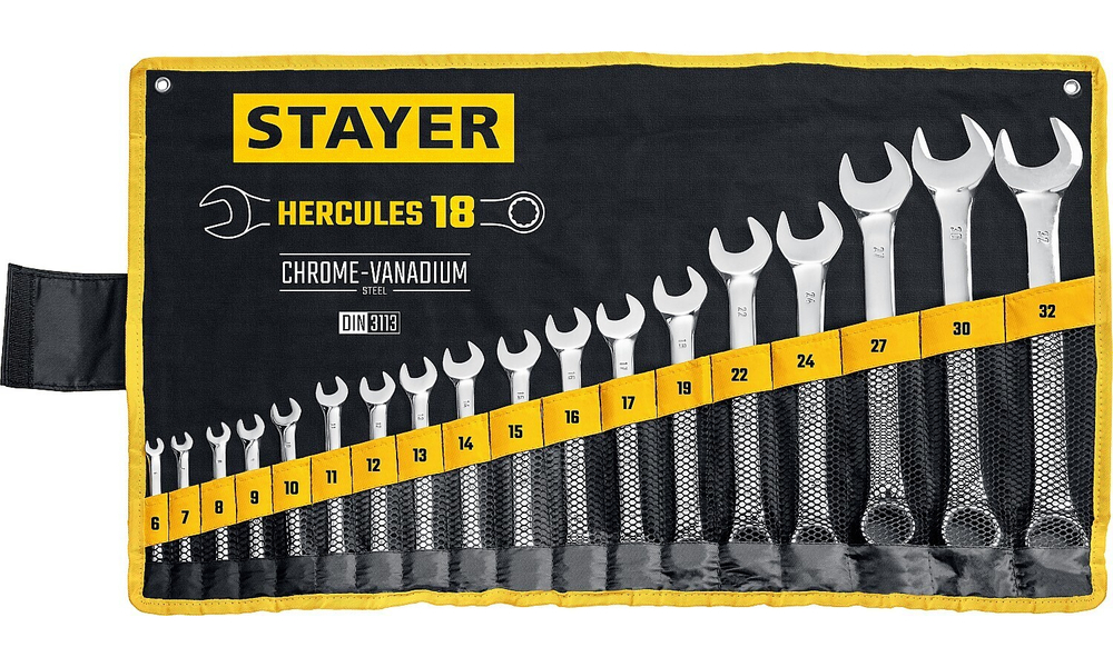 STAYER HERCULES, 18 шт, 6 - 32 мм, набор комбинированных гаечных ключей, Professional (27081-H18)