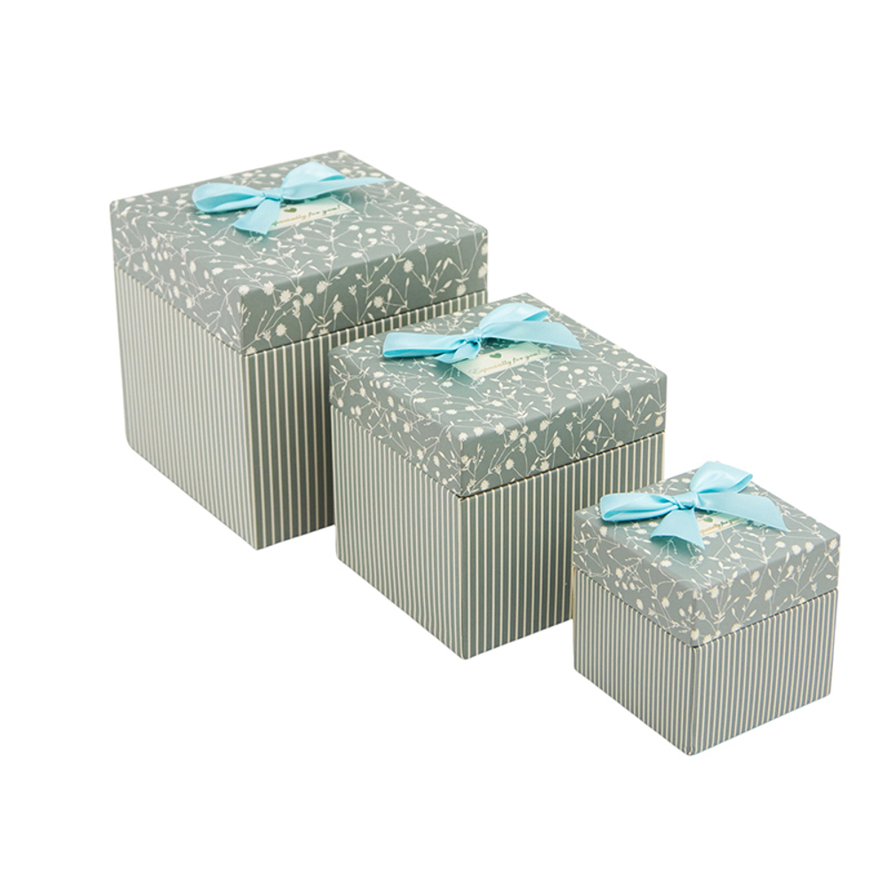 Набор подарочных коробок "Цветы и полосы" Размер 1, 9*9*9 см