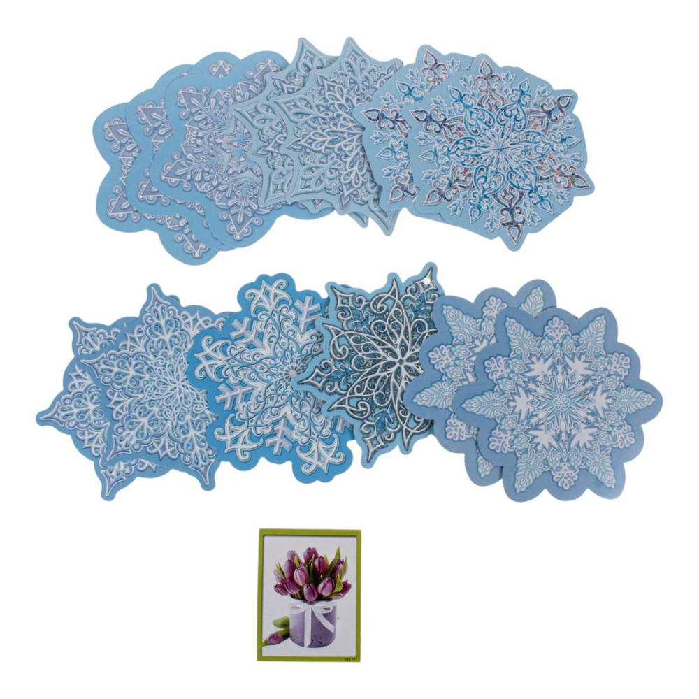 Комплект для оформления интерьера "Снежинки" 7 видов: 4 вида по 2 шт, 2 вида по 1 шт. и 1 вид по 3 ш