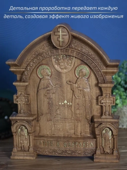 Пётр и Феврония Муромские (2), икона из дерева, 32х26х3,8 см