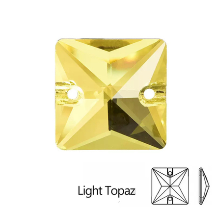 Стразы пришивные, Square, Light Topaz, 226, 14mm, (112 ea/pkg), 5A+, (F2)