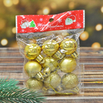 Шар новогодний 9шт 3см глянецевые, матовые, с блестками, цвет золото