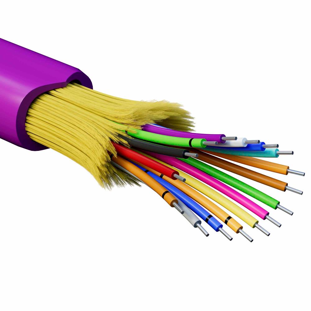 Кабель волоконно-оптический, распределительный, арамидные упрочняющие нити, для внутренней прокладки, нг(A)-HFLTx, 16 ОВ, категория OM4 (G.651.1) плотный буфер, 0,4 кН, барабан 500 м