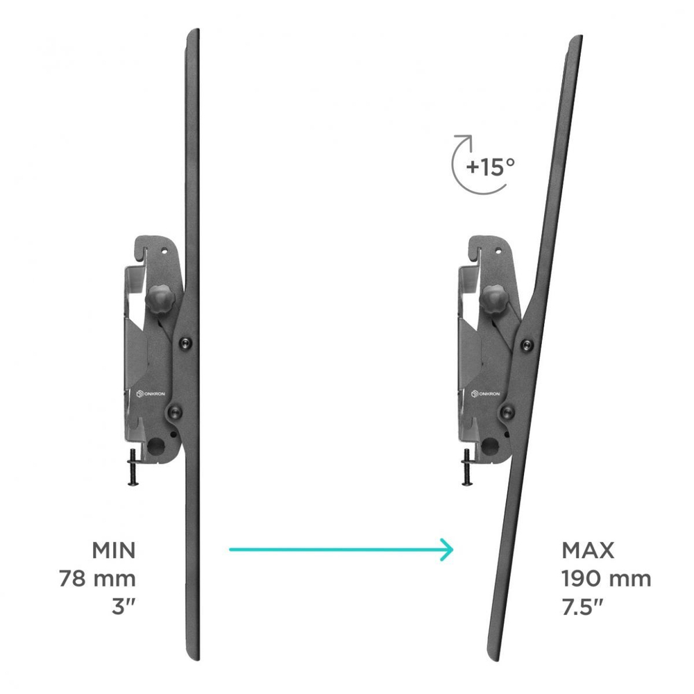 Кронштейн Onkron UT4 55"-100" наклонный, чёрный