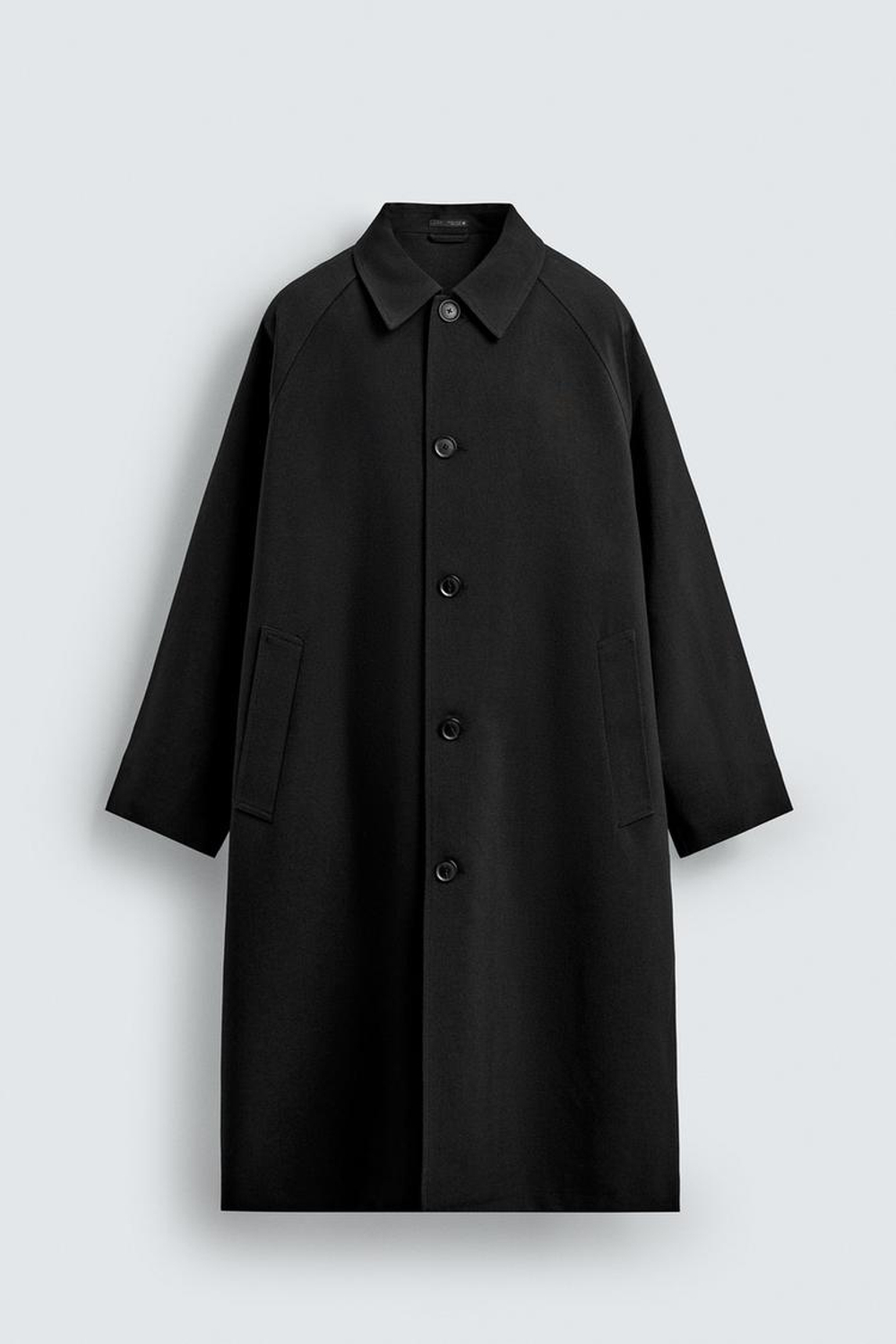 ZARA ТРЕНЧ ОВЕРСАЙЗ С ШЕРСТЬЮ, ЧЕРНЫЙ