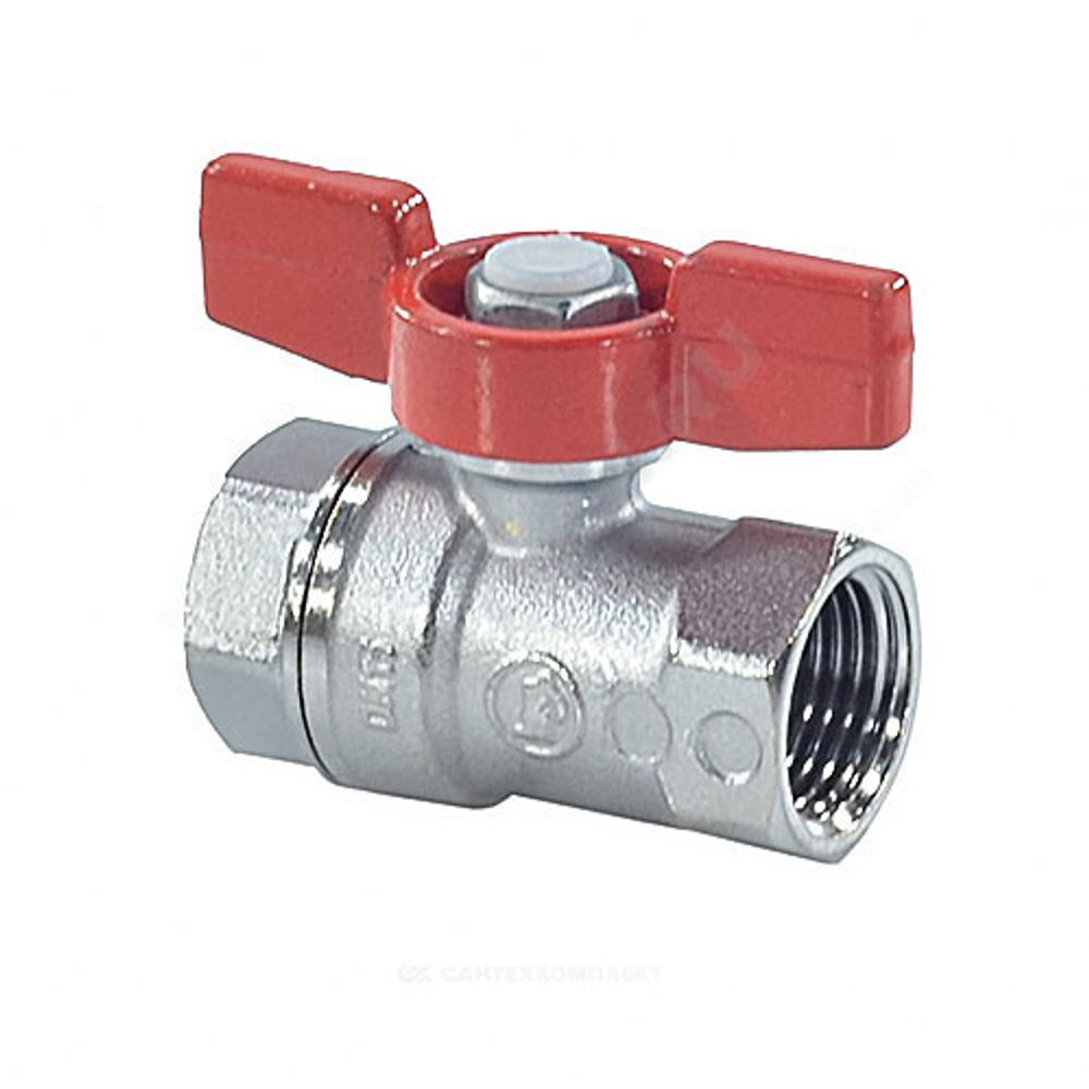 Кран шаровой латунь хром R251D Ду 20 Ру42 ВР бабочка красная Giacomini R251X004