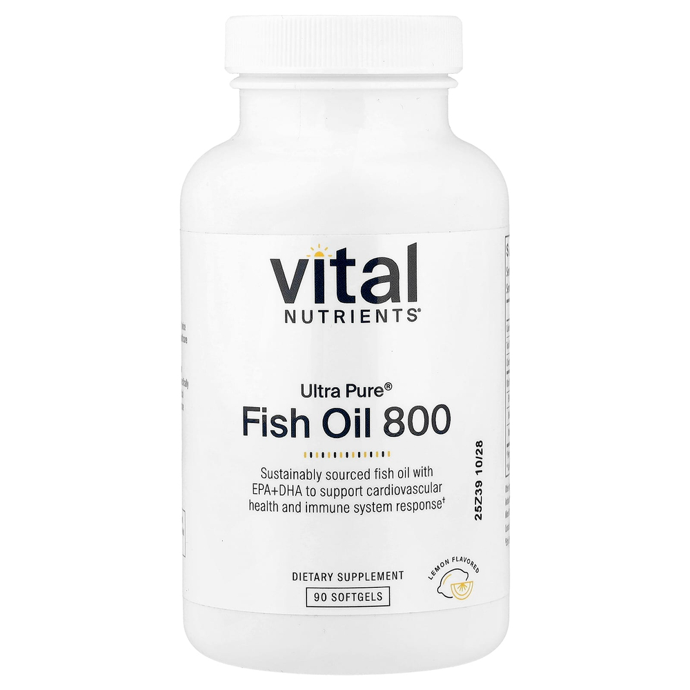 Vital Nutrients, Ultra Pure®, рыбий жир 800, лимон, 90 капсул