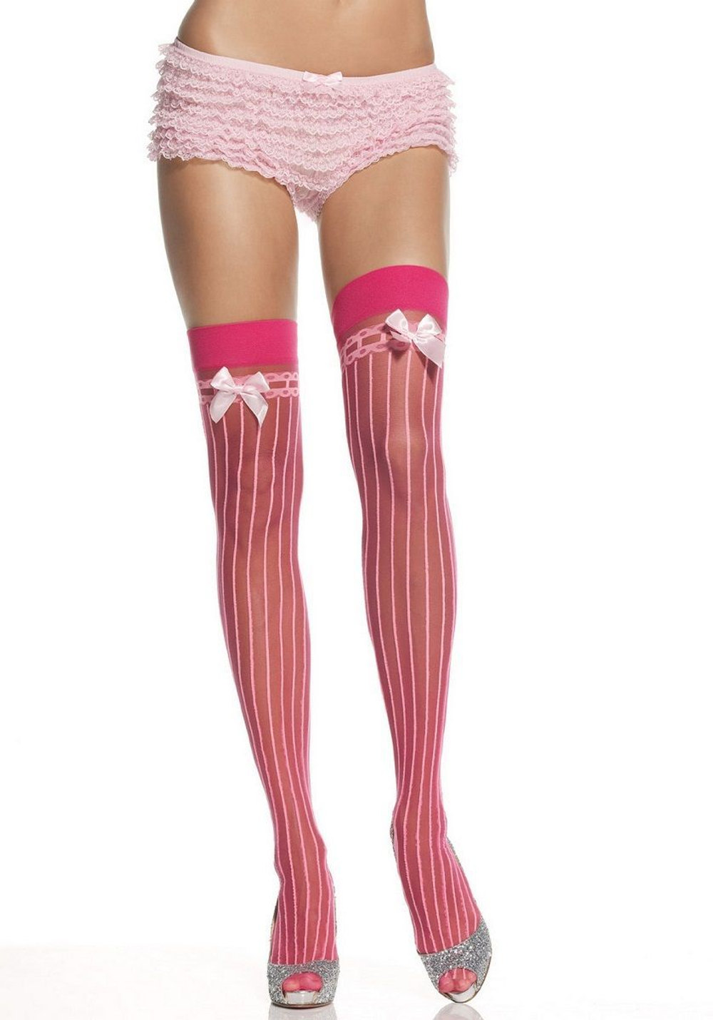 Чулочки в полоску с имитацией подвязок SHEER PIN STRIPE THIGH HIGHS