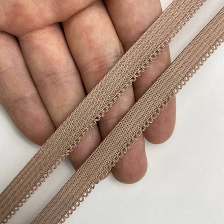 Отделочная резинка ажурная светло-коричневая 10 мм