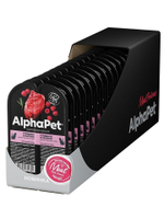 Влажный корм для кошек AlphaPet Superpremium (АльфаПет) говядина и малина мясные кусочки в соусе 80гр. В комплекте 15 шт
