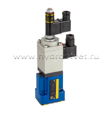 2FRE6A-2X/10QK4MV - Пропорциональный регулятор расхода Ду6 с доп. каналом (для сглаживания), номинальный расход 10 л/мин, характеристика прогрессивная, обратный клапан - нет