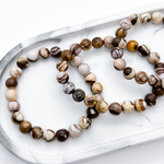 Браслет, "яшма кофейная" (халцедон), диаметр бусин около 8 мм, размер 17 см