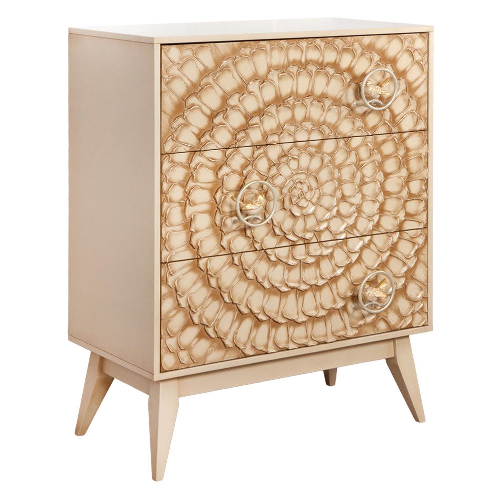 Комод Терра Птички с 3 ящиками Айвори