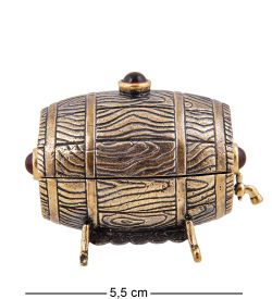 Народные промыслы AM-3769 Шкатулка «Бочка Винокура» (латунь, янтарь)