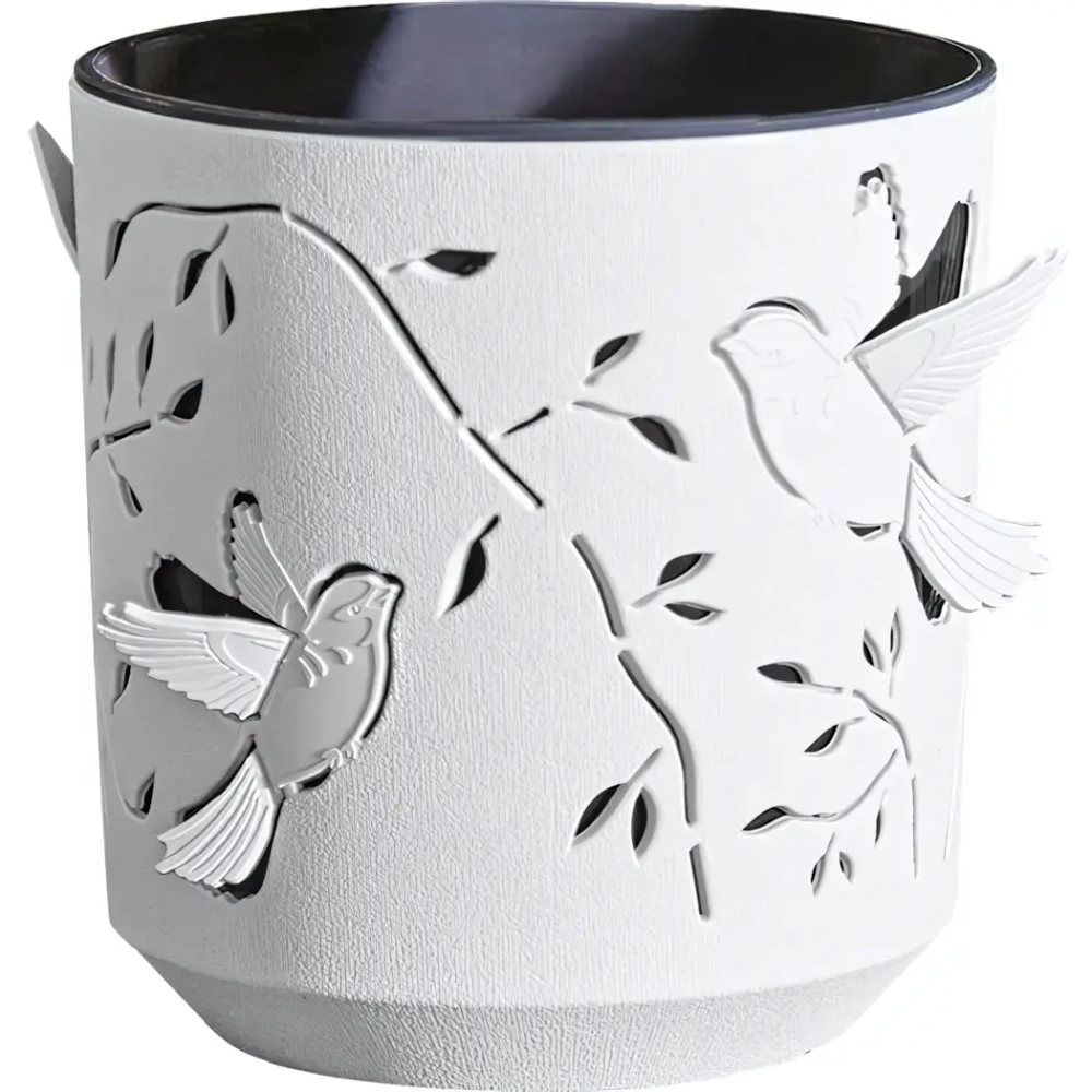 Кашпо для цветов пластиковое 1,25л d-13см «Колибри» Белый/Антрацит
