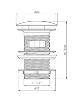 Донный клапан Cezares CZR-SAT-GM для раковин с переливом, оружейная сталь