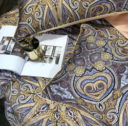 Постельное белье ЕВРО (двуспалка) Египедский Хлопок Коричневые узоры