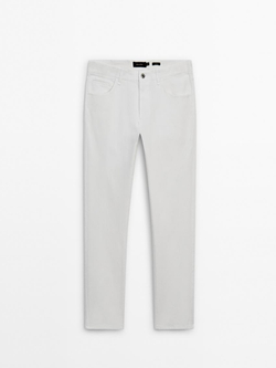 Massimo Dutti Зауженные джинсы из расшлихтованной ткани, белый