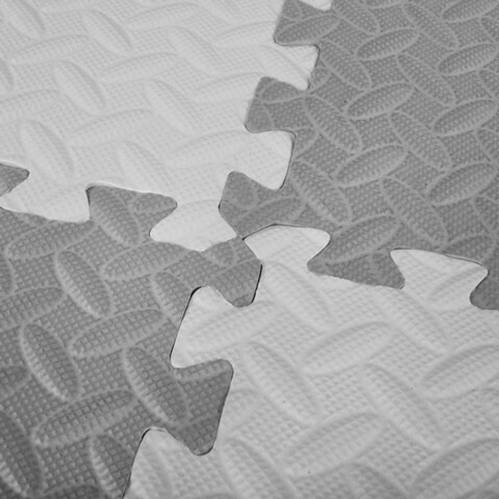 Коврик-пазл напольный 1,2х1,2 м, 16 шт., 30х30 см, толщина 1 см, серый, светло-серый, ЮНЛАНДИЯ, 664811