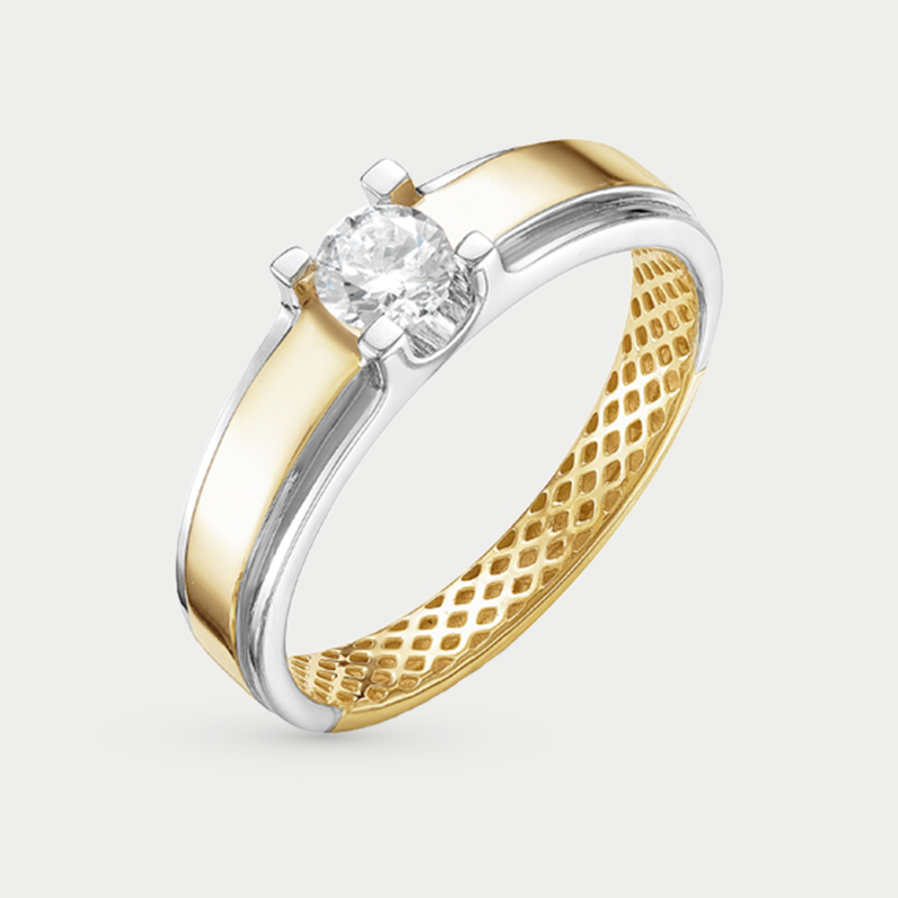 Кольцо женское из желтого золота 585 пробы с фианитами (арт. дф110002л)