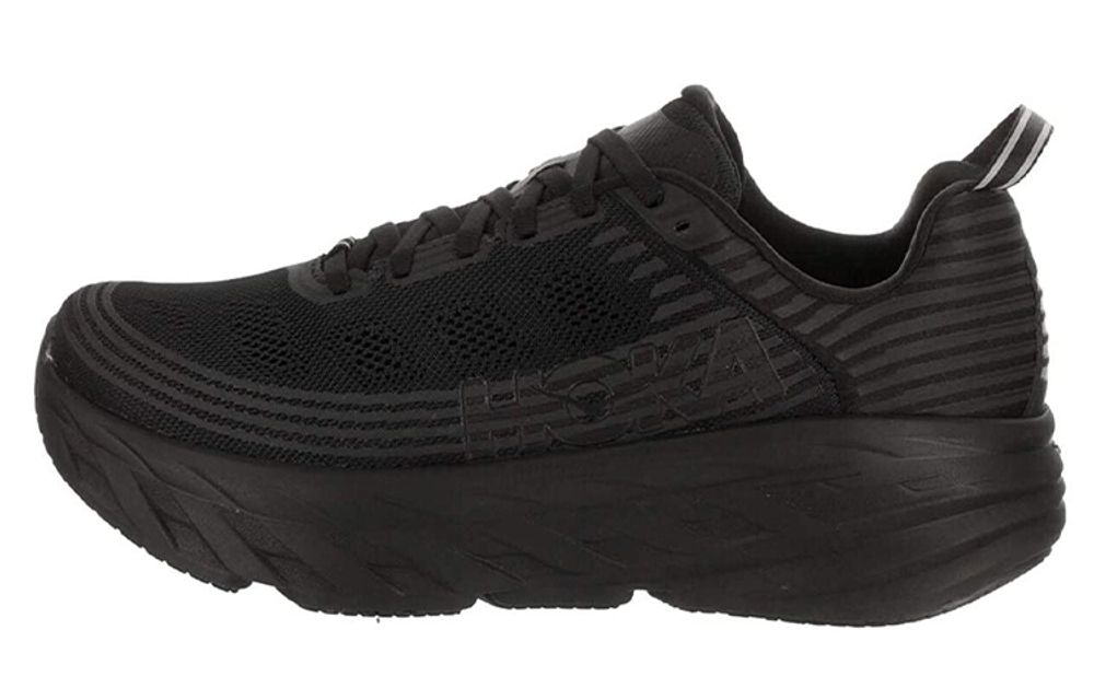 HOKA ONE ONE Bondi 6 comfortable fabric synthetic leather non-slip wear-resistant breathable lightweight low-cut casual running shoes women's black