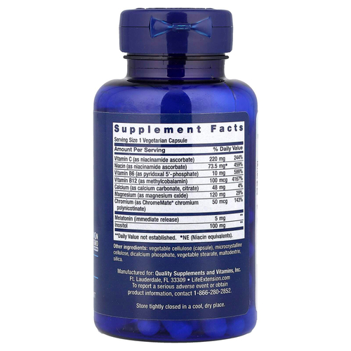 Life Extension, Quiet Sleep, мелатонин, 5 мг, 60 растительных капсул