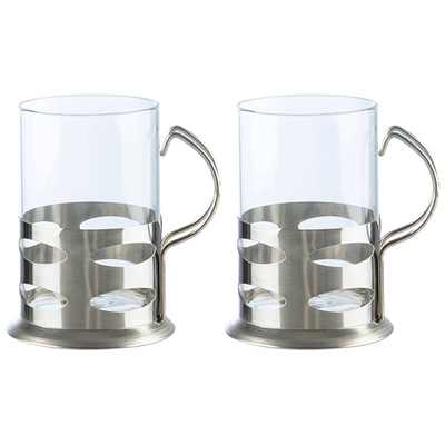 Набор стаканов 2шт 200мл в подстаканниках нерж "Boccale"