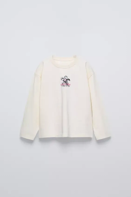 ZARA ФУТБОЛКА С ПРИНТОМ, РОЗОВЫЙ